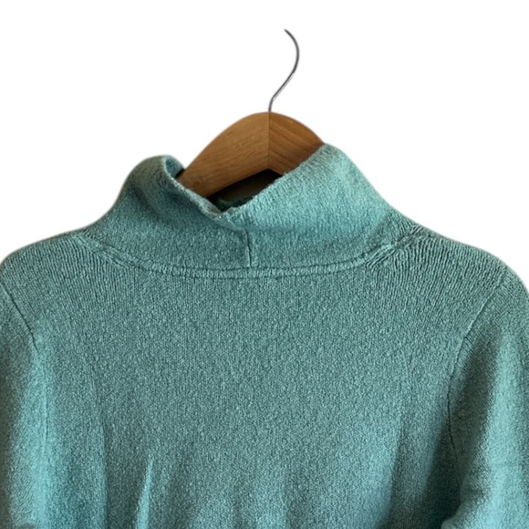 J Jill Sweater Size Medium Aqua Blue Long Sleeve Mock Neck Relaxed Fit Soft - Picture 5 of 12